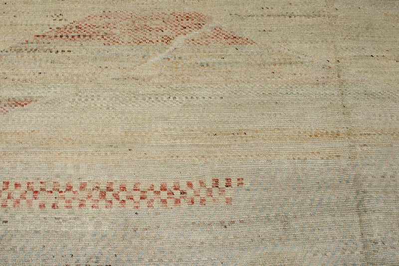 14x19 Ivory and Multicolor Turkish Tribal Rug