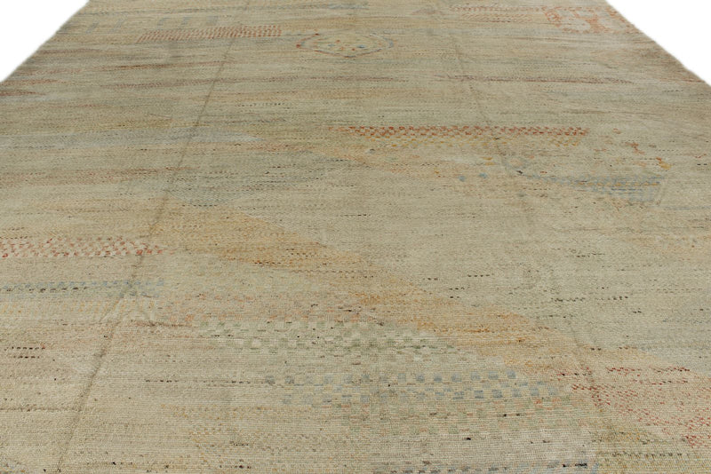 14x19 Ivory and Multicolor Turkish Tribal Rug