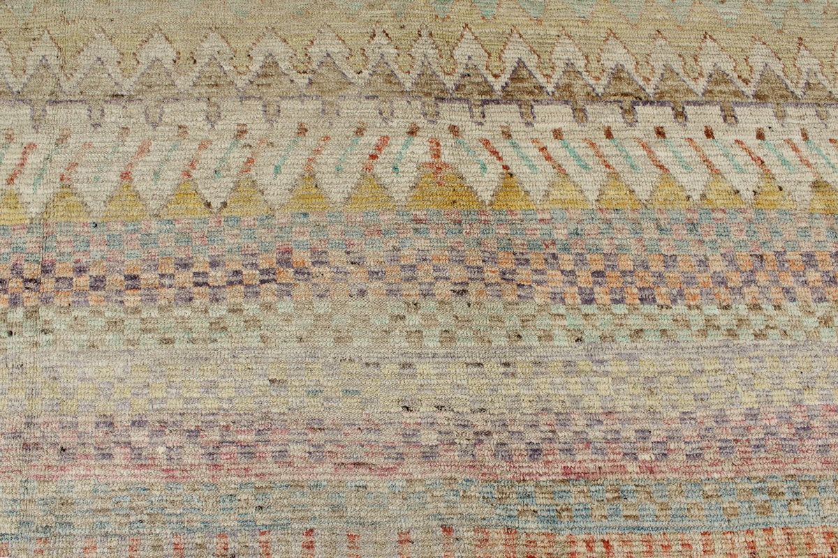 14x16 Ivory and Multicolor Turkish Tribal Rug