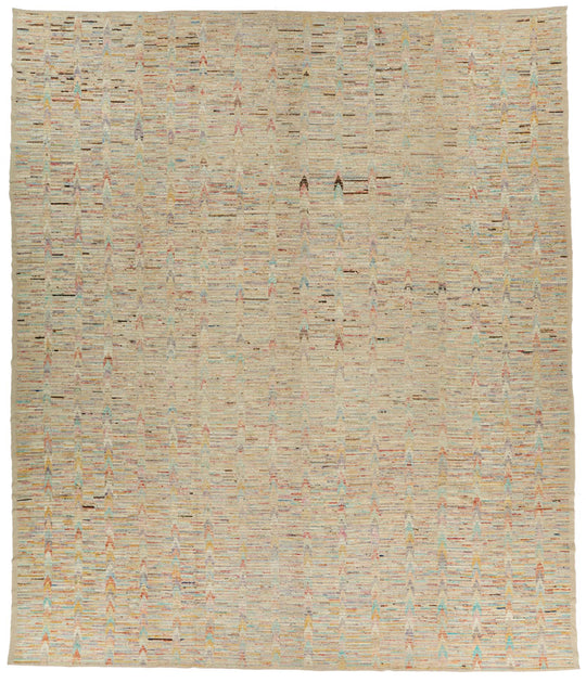 14x16 Ivory and Multicolor Turkish Tribal Rug