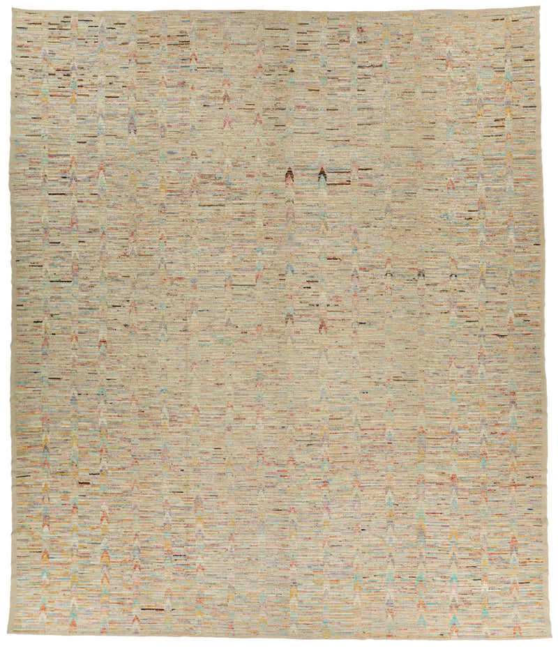 14x16 Ivory and Multicolor Turkish Tribal Rug