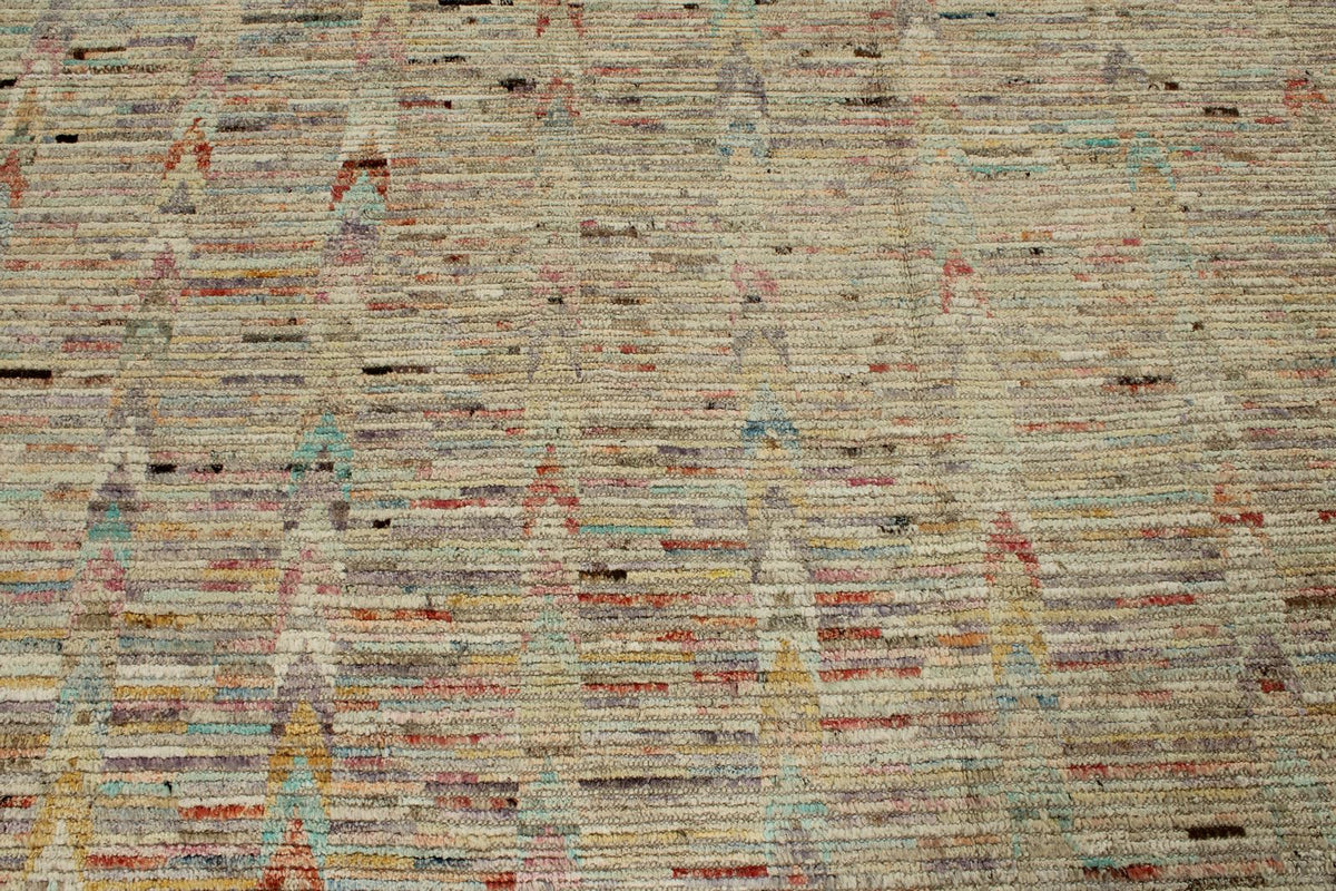 14x16 Ivory and Multicolor Turkish Tribal Rug