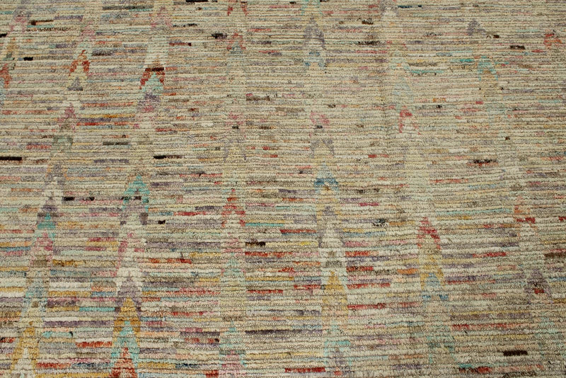 14x16 Ivory and Multicolor Turkish Tribal Rug