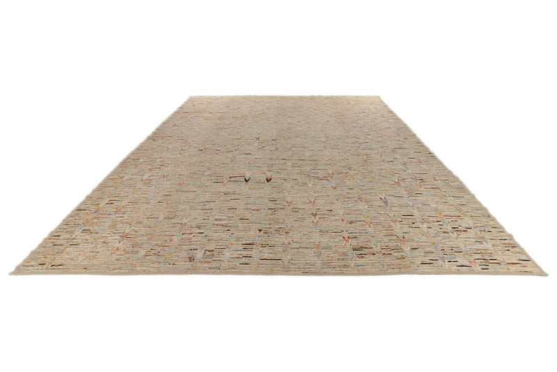 14x16 Ivory and Multicolor Turkish Tribal Rug