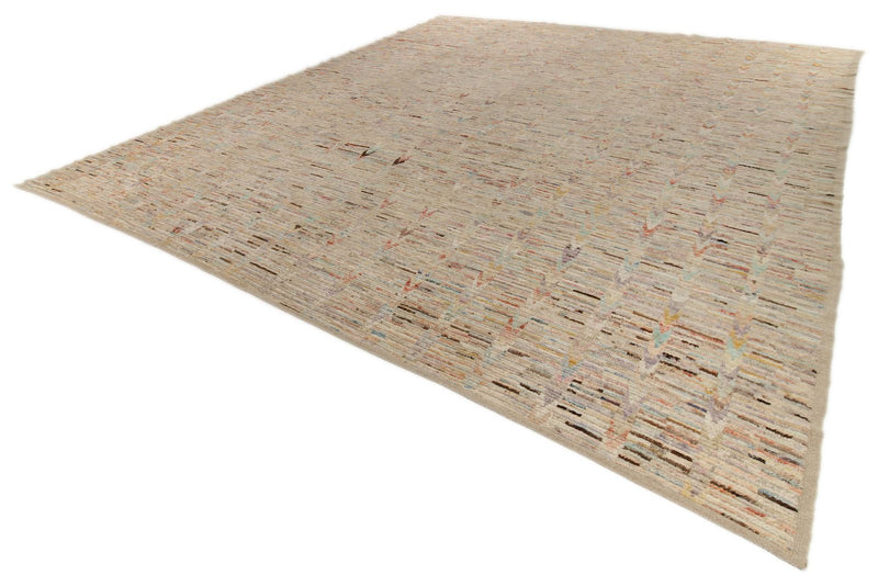 14x16 Ivory and Multicolor Turkish Tribal Rug