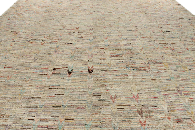 14x16 Ivory and Multicolor Turkish Tribal Rug