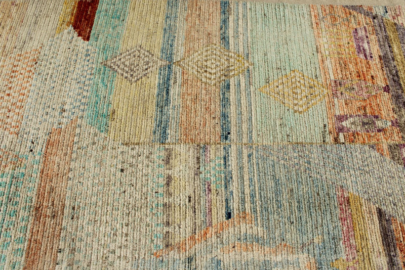 14x19 Ivory and Multicolor Turkish Tribal Rug