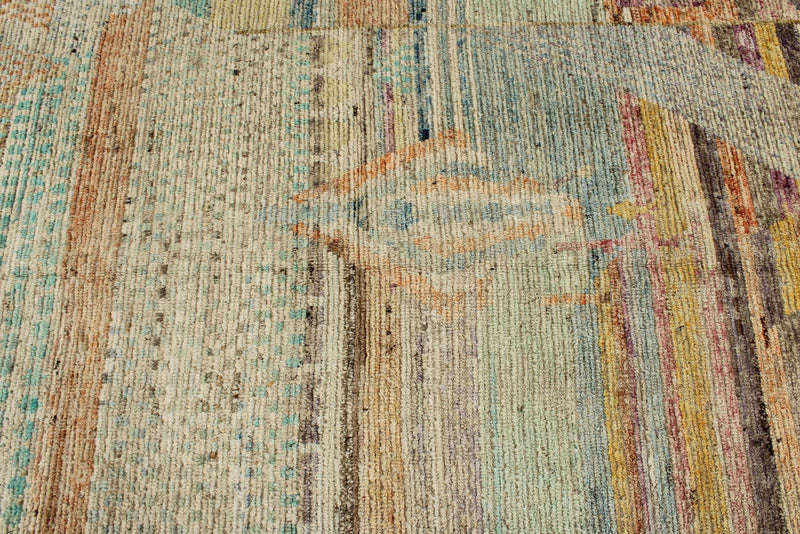 14x19 Ivory and Multicolor Turkish Tribal Rug
