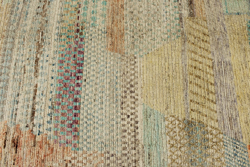 14x19 Ivory and Multicolor Turkish Tribal Rug