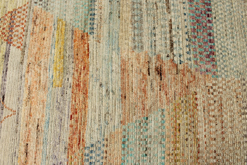 14x19 Ivory and Multicolor Turkish Tribal Rug