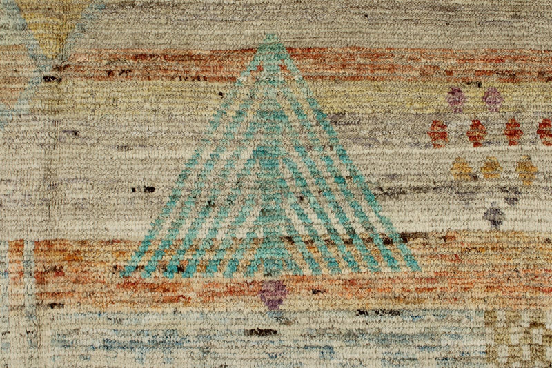 14x19 Ivory and Multicolor Turkish Tribal Rug