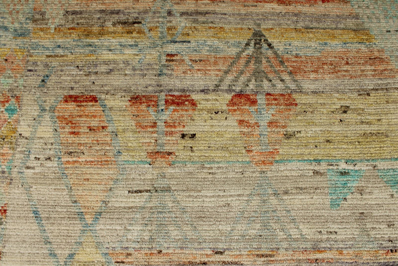 14x19 Ivory and Multicolor Turkish Tribal Rug