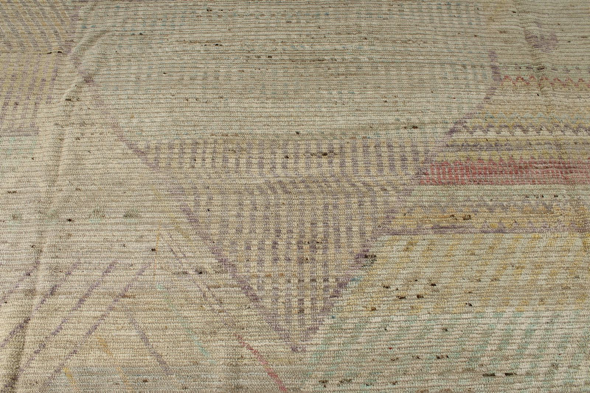 13x19 Ivory and Multicolor Turkish Tribal Rug
