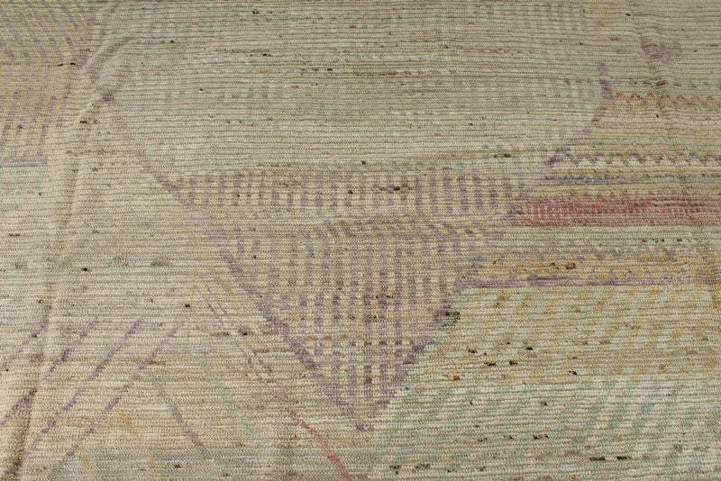 13x19 Ivory and Multicolor Turkish Tribal Rug