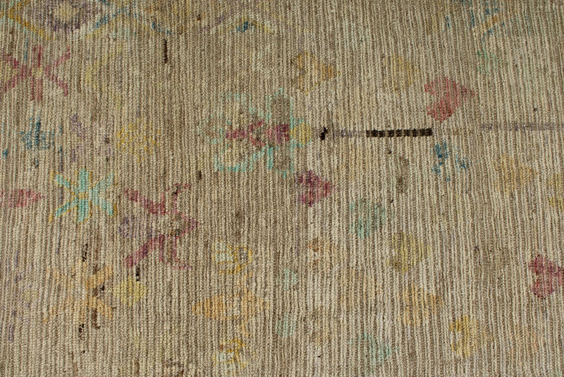 13x19 Ivory and Multicolor Turkish Tribal Rug
