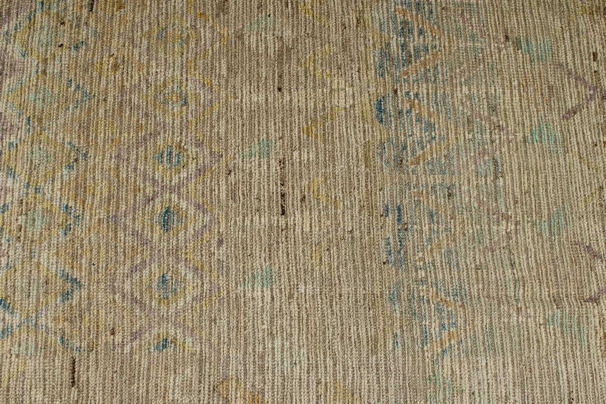 13x19 Ivory and Multicolor Turkish Tribal Rug