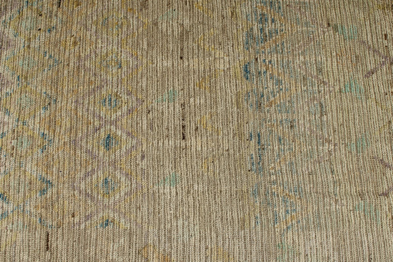 13x19 Ivory and Multicolor Turkish Tribal Rug