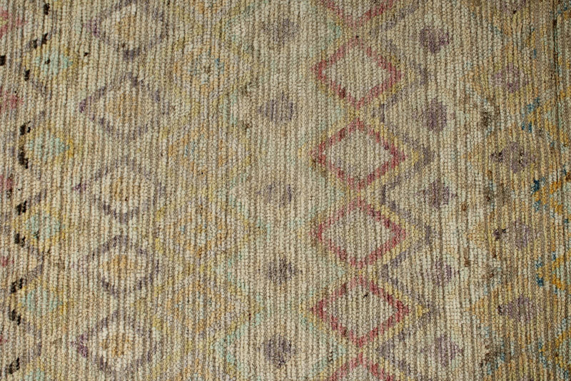 13x19 Ivory and Multicolor Turkish Tribal Rug