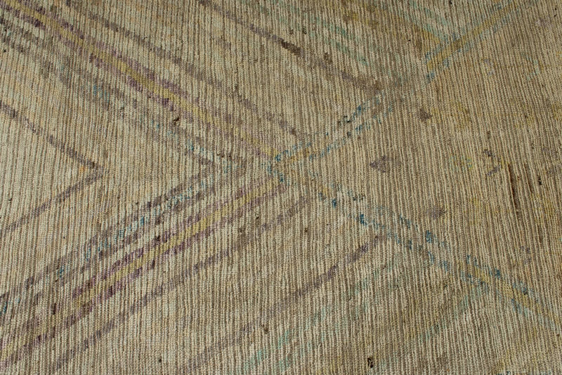 13x19 Ivory and Multicolor Turkish Tribal Rug