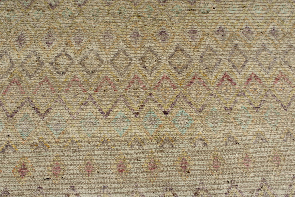 13x19 Ivory and Multicolor Turkish Tribal Rug