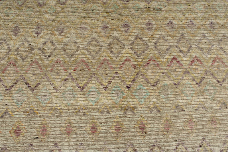 13x19 Ivory and Multicolor Turkish Tribal Rug