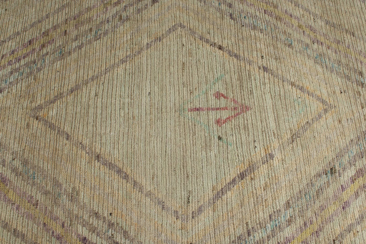 13x19 Ivory and Multicolor Turkish Tribal Rug