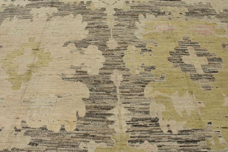 13x18 Brown and Pink Turkish Oushak Rug