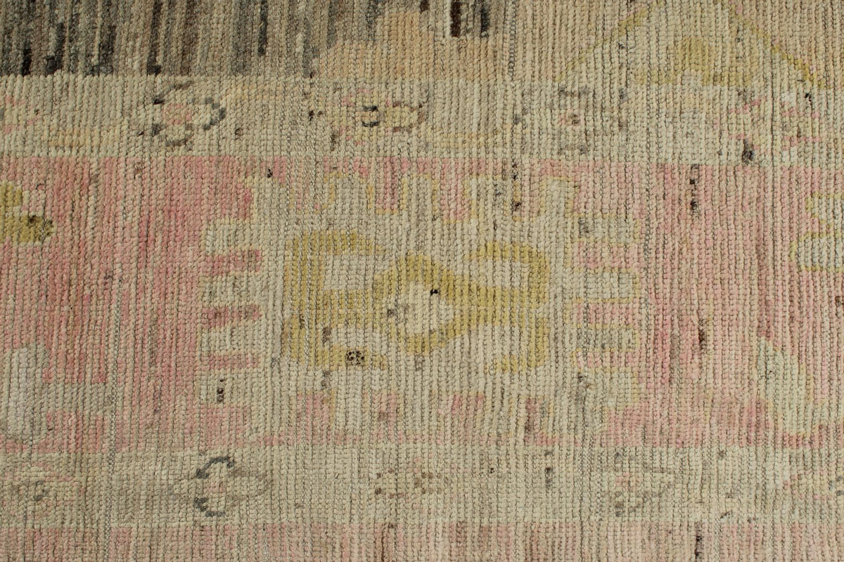 13x18 Brown and Pink Turkish Oushak Rug