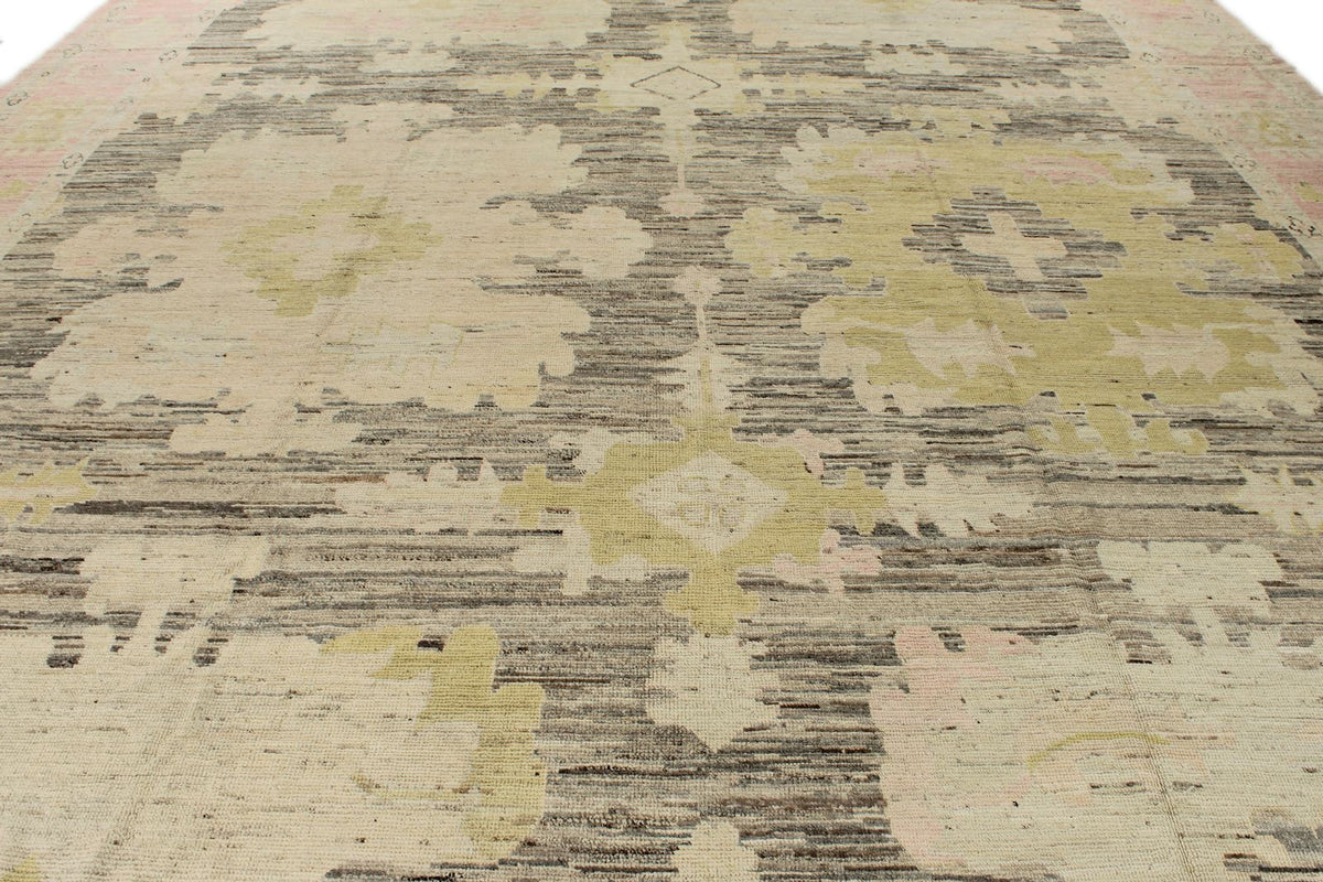 13x18 Brown and Pink Turkish Oushak Rug