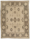 13x17 Ivory and Brown Turkish Oushak Rug