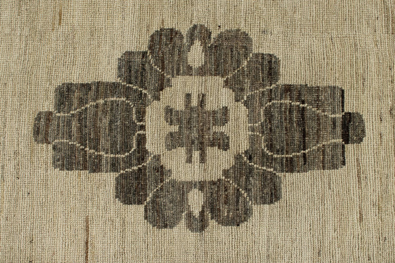 13x17 Ivory and Brown Turkish Oushak Rug