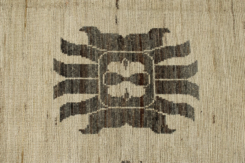 13x17 Ivory and Brown Turkish Oushak Rug