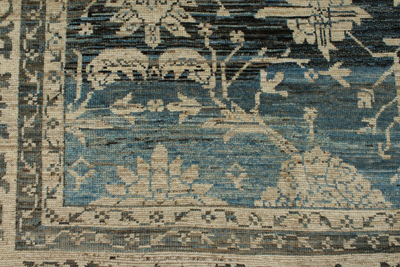 12x16 Light Blue and Ivory Turkish Oushak Rug