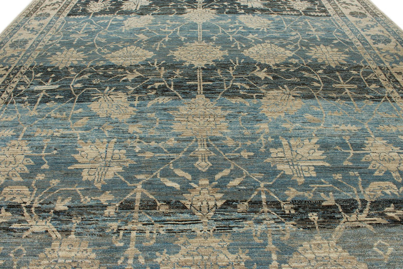 12x16 Light Blue and Ivory Turkish Oushak Rug