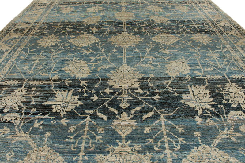 12x16 Light Blue and Ivory Turkish Oushak Rug