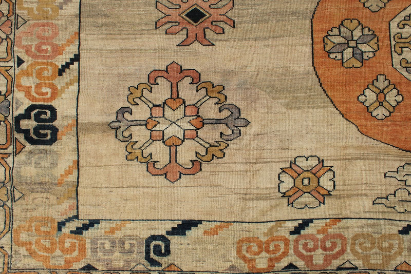 12x16 Ivory and Rust Turkish Oushak Rug