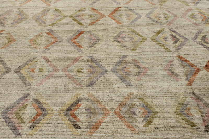 12x15 Ivory and Multicolor Turkish Tribal Rug