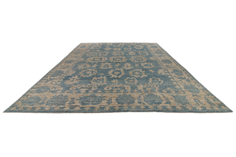 12x16 Light Blue and Ivory Turkish Oushak Rug