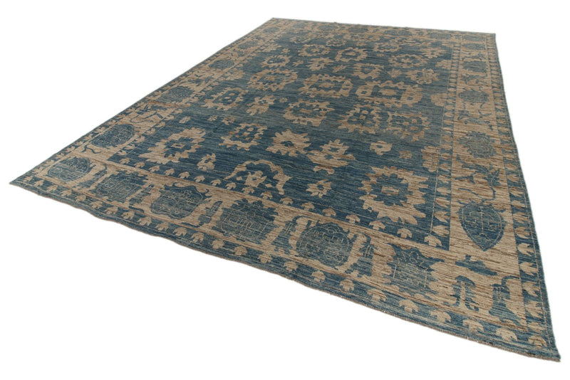 12x16 Light Blue and Ivory Turkish Oushak Rug