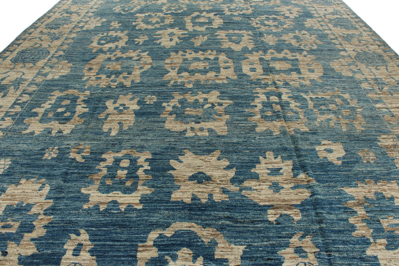 12x16 Light Blue and Ivory Turkish Oushak Rug