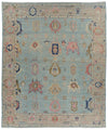 13x15 Light Blue and Gray Turkish Oushak Rug