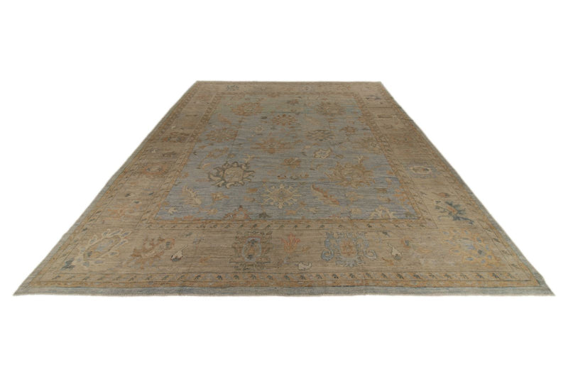 12x15 Light Blue and Ivory Turkish Oushak Rug