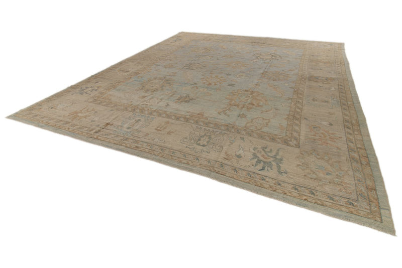 12x15 Light Blue and Ivory Turkish Oushak Rug