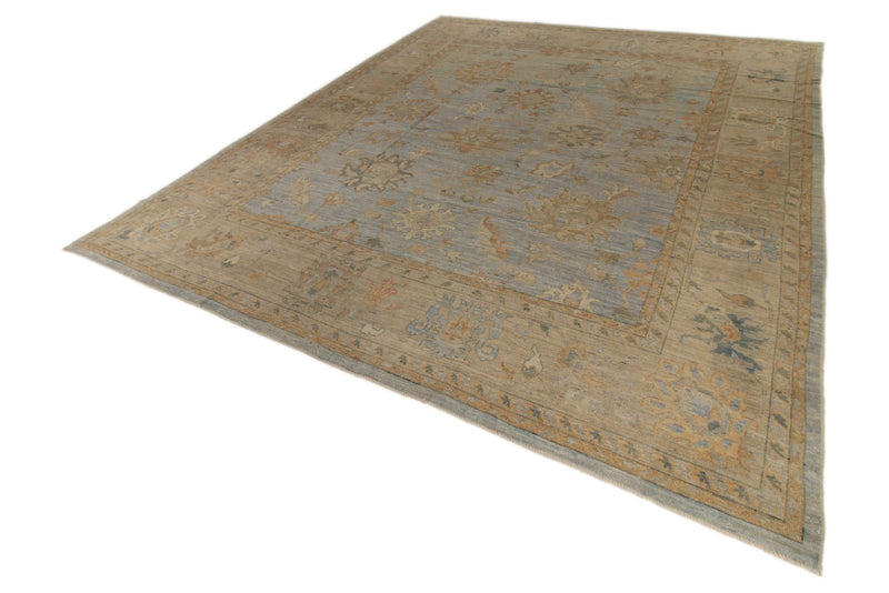 12x15 Light Blue and Ivory Turkish Oushak Rug