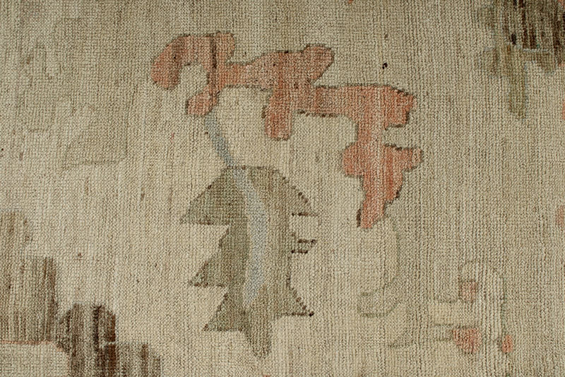 12x16 Ivory and Brown Turkish Oushak Rug