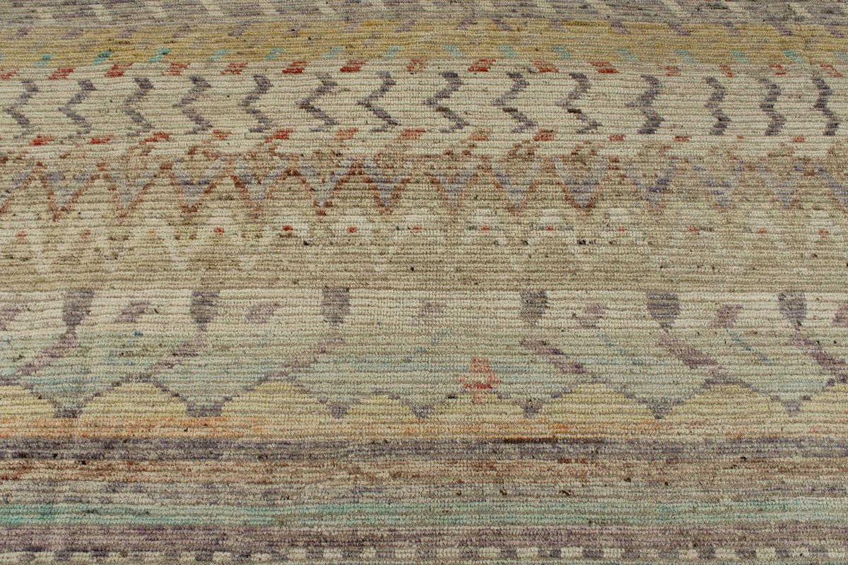 14x17 Ivory and Multicolor Turkish Tribal Rug