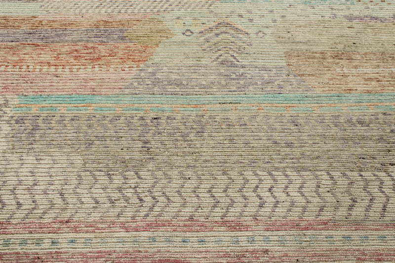 14x17 Ivory and Multicolor Turkish Tribal Rug