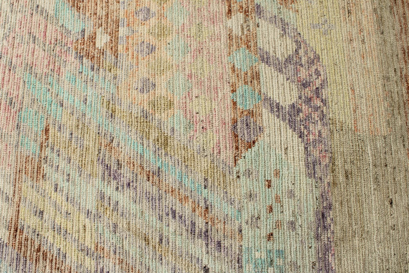 14x17 Ivory and Multicolor Turkish Tribal Rug