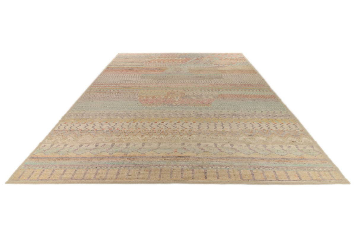 14x17 Ivory and Multicolor Turkish Tribal Rug