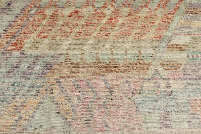 14x17 Ivory and Multicolor Turkish Tribal Rug